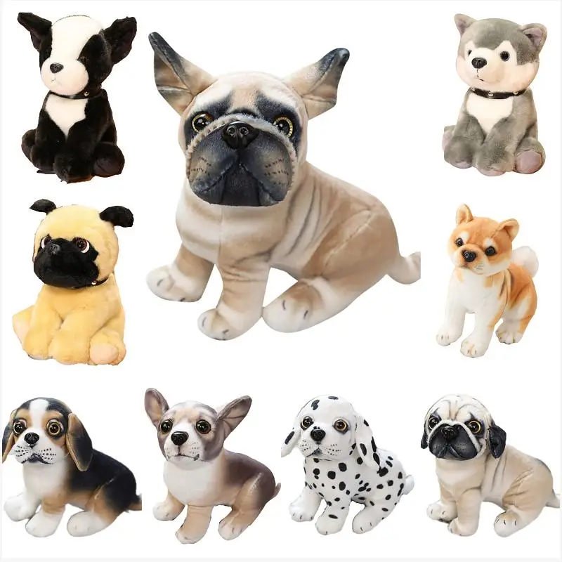 

20/25cm Cute Simulation Dog Stuffed Doll Shar Pei Husky Schnauzer Bulldog Plush Toy Soft Animal Plushie Kawaii Home Decor