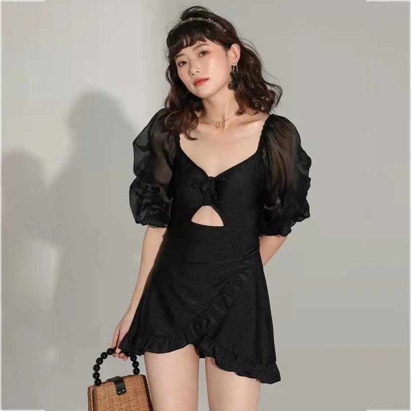 

Women's One Piece Swimdress V Neck Bathing Suits Tummy Control Built in Bra