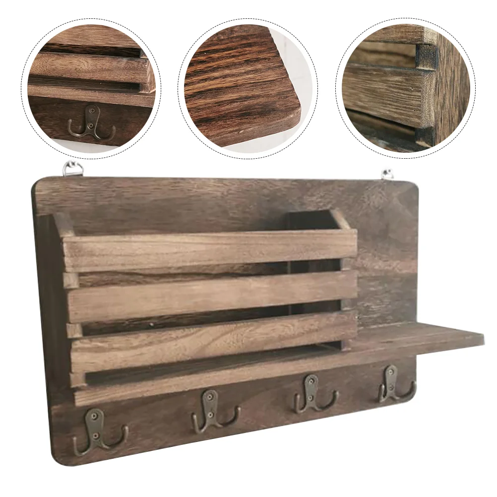 

Wooden Wall Hanging Storage Rack Distressed Sundries Rack Practical Wall Shelf