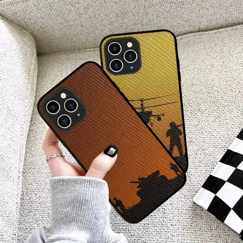 

Power Army Soldier Phone Case Hard Leather Case for iPhone 11 12 13 Mini Pro Max 8 7 Plus SE 2020 X XR XS Coque