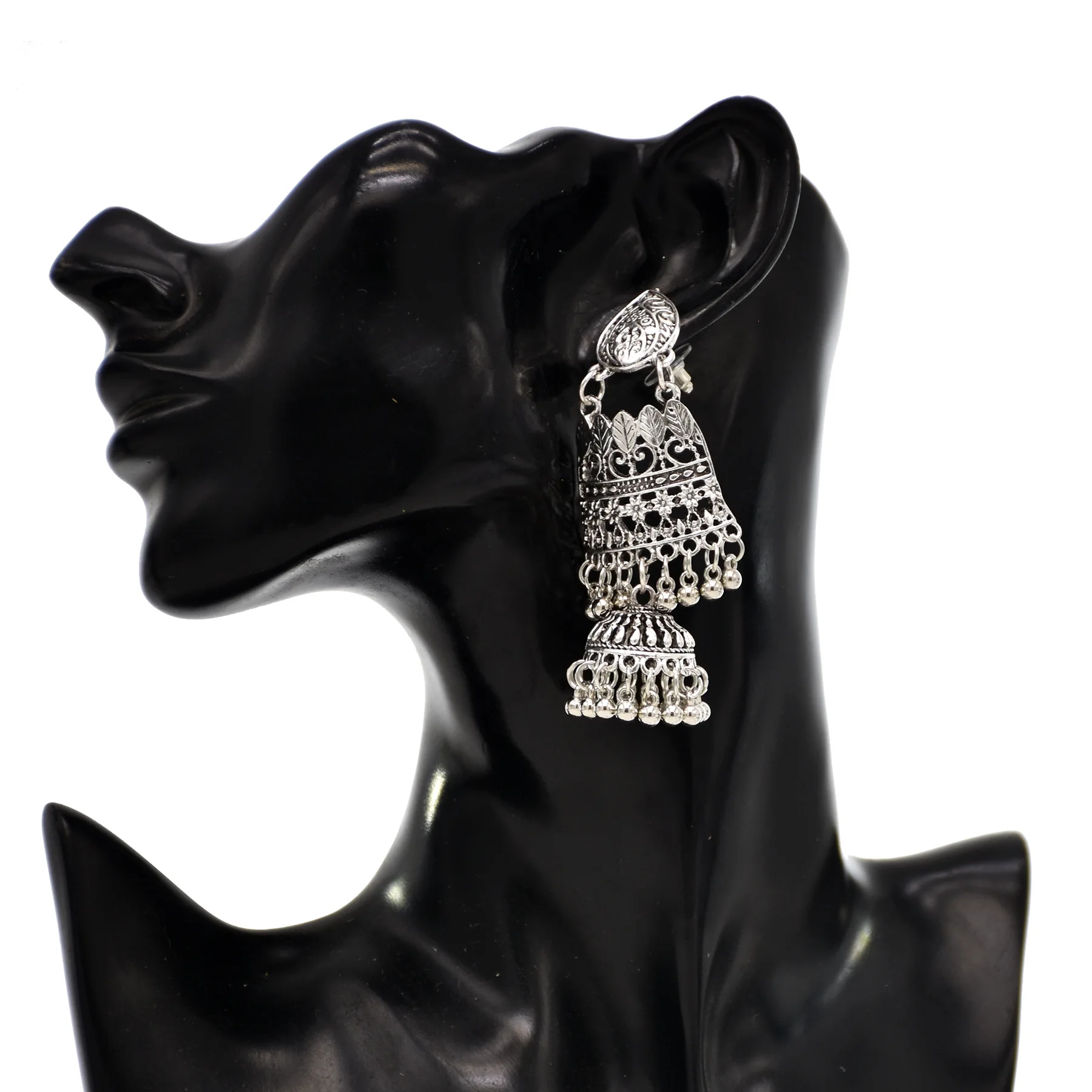 Индийские серьги Jhumka для женщин винтажные Большие колокольчики кисточки