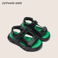 boys sandals 2022 summer kids sports beach sandals genuine leather grils fashion brand soft sole flats classic black baby shoes