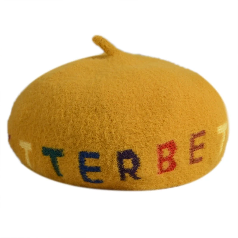 Женский Осенний берет из искусственной шерсти шапка с вышитыми радужными