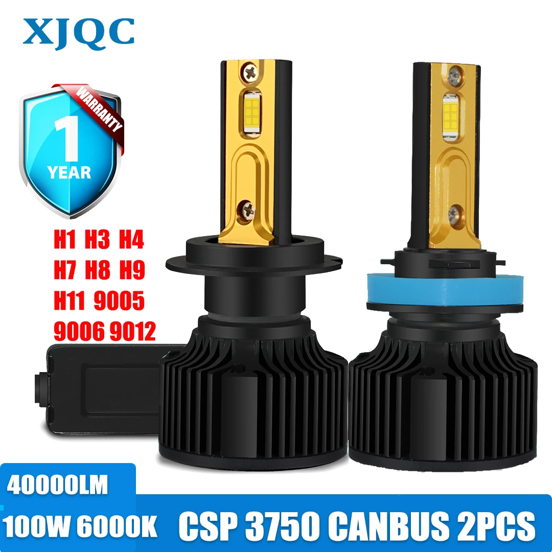 

XJQC X13 40000LM 6000K 100W New Car LED Headlights H1 H4 H7 High Intensity 3750 CSP 9005 High Power Far Near Integrated Bulb 12V
