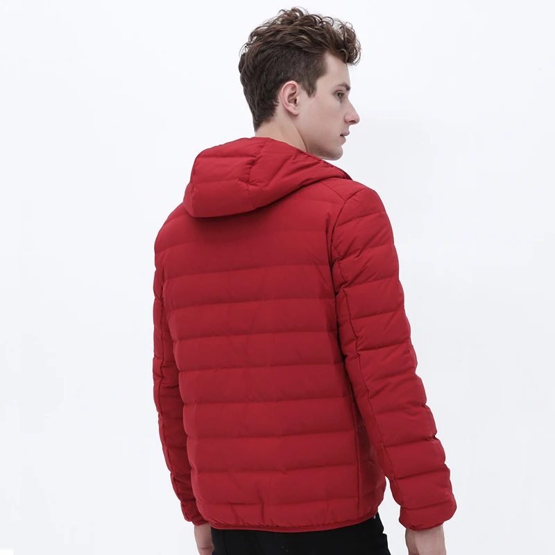 New Man Ultra Light Down Jacket Hooded Soft Matt Fabric Waterproof Down Jackets Seamless Winter Autumn Warm Down Coat