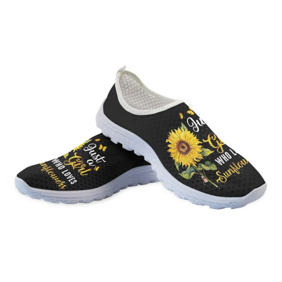 Nopersonality Sunflower Sneakers Girls Casual Fitness Mesh Shoes Sunshine Letter Printing Running Shoe Walking Comfort
