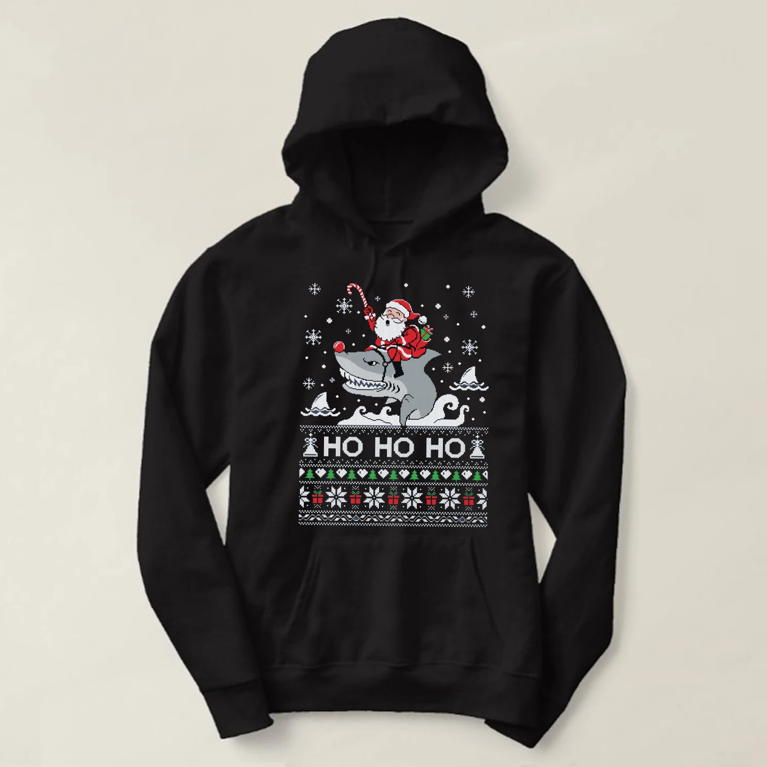 

Funny Ugly Christmas Sweater Santa Riding Shark Christmas Gift Hoodie 100% Cotton Casual Mens Sweatshirt Fashion Streetwear