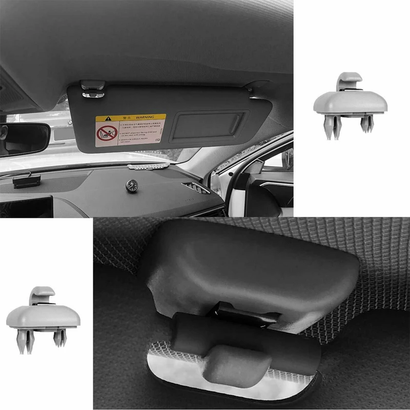 2Pcs for Interior Gray Sun Visor Clip Holder Hook Bracket Car interior Accessories car visor windshield sunroof bracket