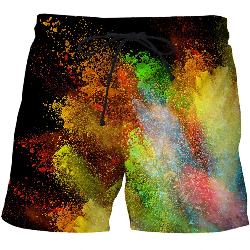 2022 New Speckled tie dye 3D Print Summer Beach Shorts Streetwear Men Board Vacation Shorts Anime Short Casual Quick Dry