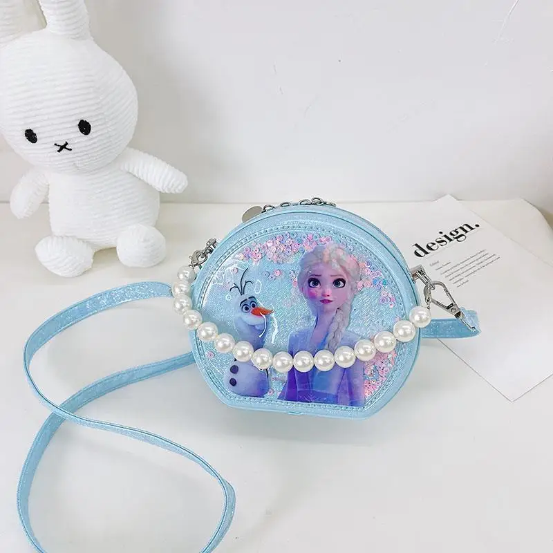 Disney Girl's Bag Frozen Shoulder Bag with Strap Pearl Handle Waterproof Portable Large Capacity Tote for Children's Birthday