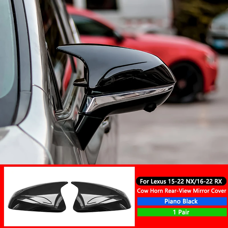 

QHCP Автомобильное зеркало заднего вида, накладка из бычьего рога, АБС-пластик, боковая крышка зеркала заднего вида, LHD для Lexus RX 2016-2023 NX 2015-2023, аксессуар