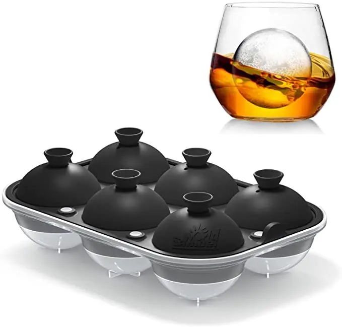 

6 Grids Sphere Ice Tray Mold Whiskey Big Ice Maker Ice Ball for Cocktail and Scotch Reusable Ice Cube Trays