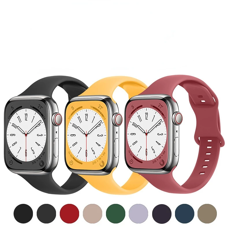 

Силиконовый ремешок для Apple Watch ultra, сменный Браслет для iWatch series 8 7 6 3 4 5 se, 49 мм 45 мм 44 мм 42 мм 41 мм 40 мм 38 мм