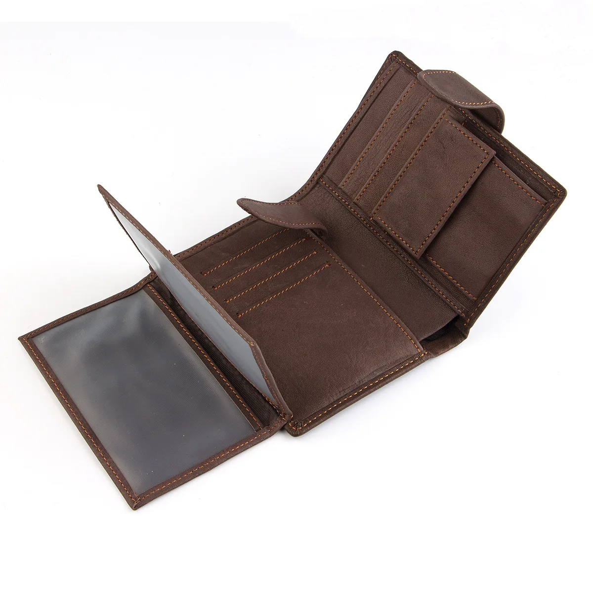 Hot Selling Men's Wallet Short Retro Genuine Leather Coin Clip Layer Cowhide Vertical Leather Bag Friends Gift Leisure