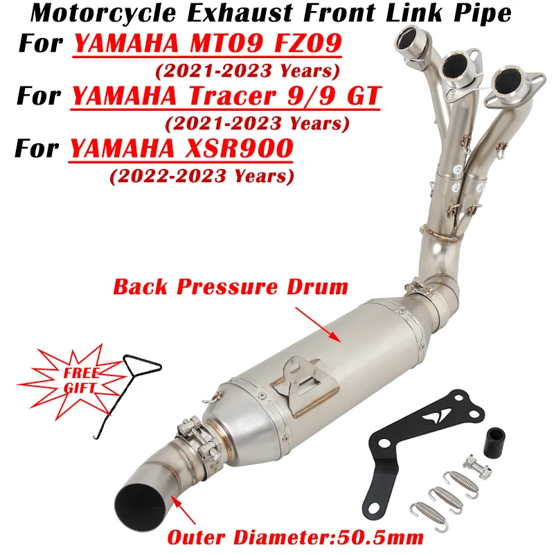 

For YAMAHA MT09 FZ09 Tracer 9 GT XSR900 2021 - 2023 Motorcycle Exhaust Escape Modify Muffler Front Link Pipe With Back Pressure