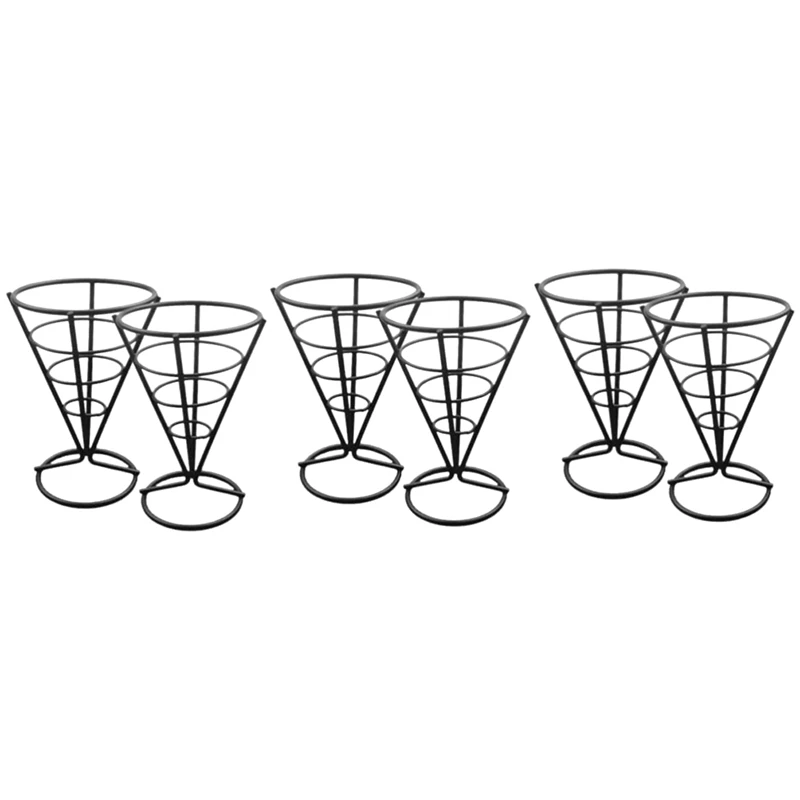 

6 Pcs Wire Metal Cone Fried Basket Deep Fryer Basket Serving Chips Stand Display Stands Chicken Holder