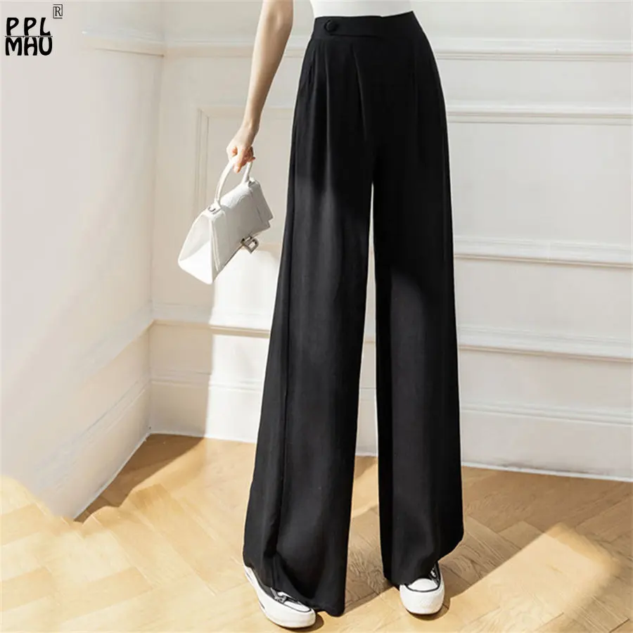 Oversize 4XL Loose Pantalones Cotton Linen Korean High Waist Casual Sweatpants Classic Trousers Baggy Solid Women Wide Leg Pants