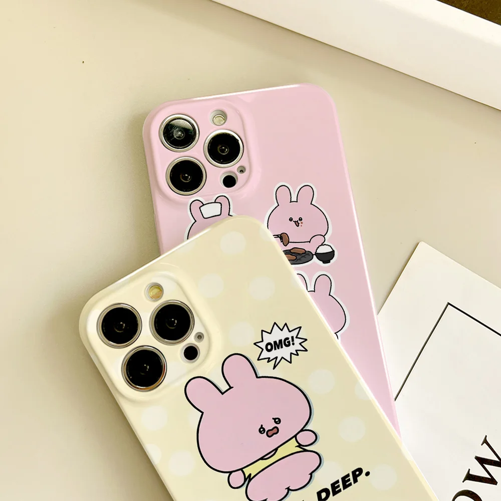 Милый чехол для телефона с рисунком A-Asamimichan iPhone 16 15 14 13 12 11 Plus Pro Max Mini глянцевый