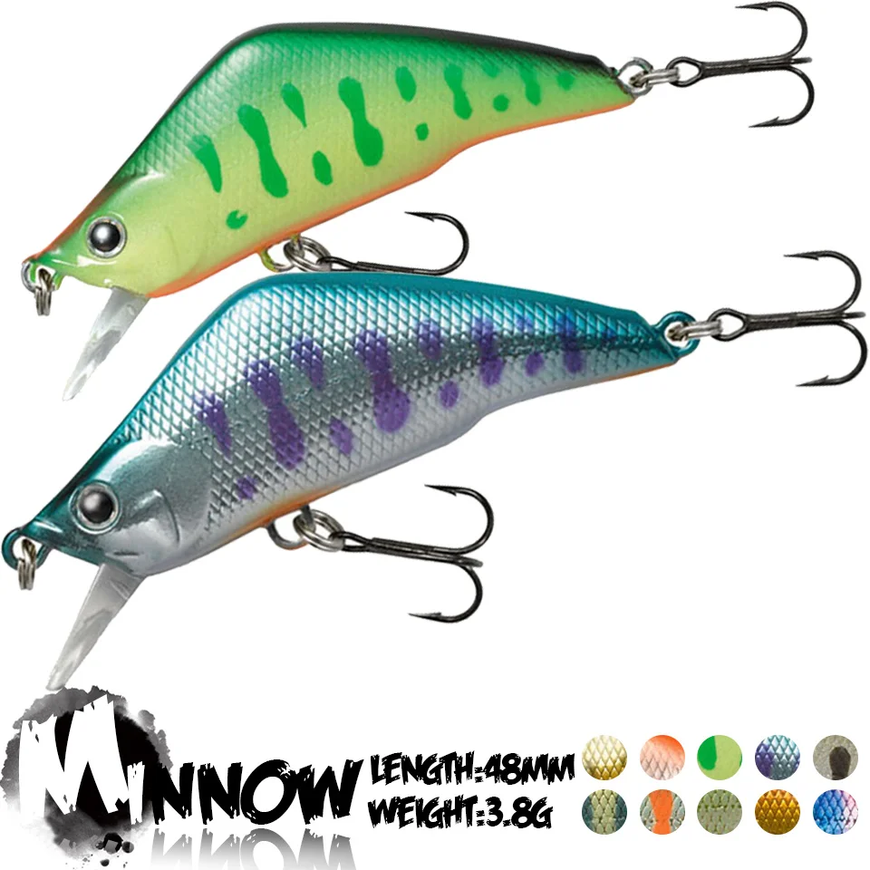 

1PC 48MM 3.8G 3D Eyes Minnow Lure Artificial Wobblers Crankbait Sinking Hard Fishing Bait Swimbait For Carp Bass Pesca Fishing
