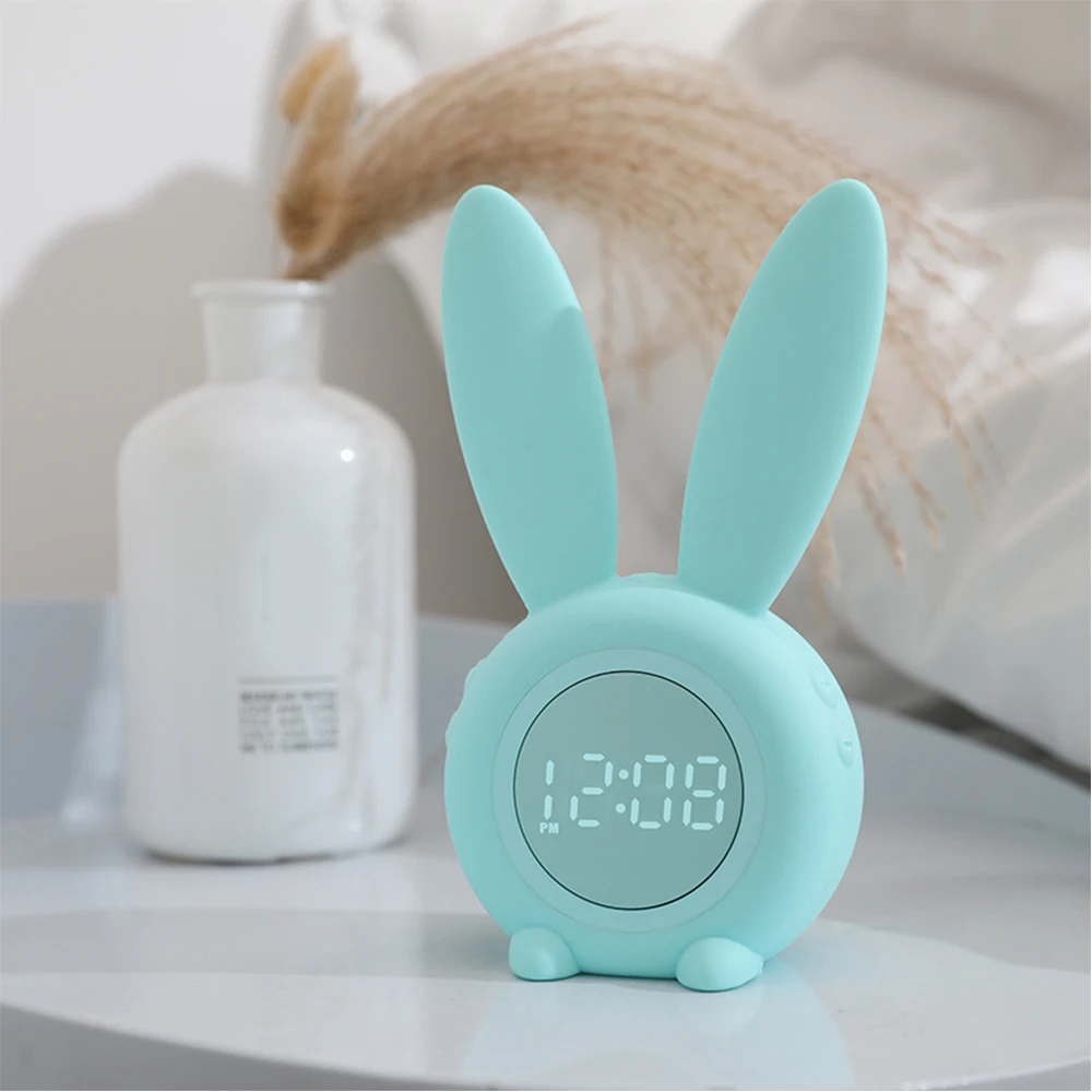 

LED Digital Alarm Clock InductionRabbit Sound Induction Timer Alarm Clock Creative Small Alarm Clock USB Clock With Night Light