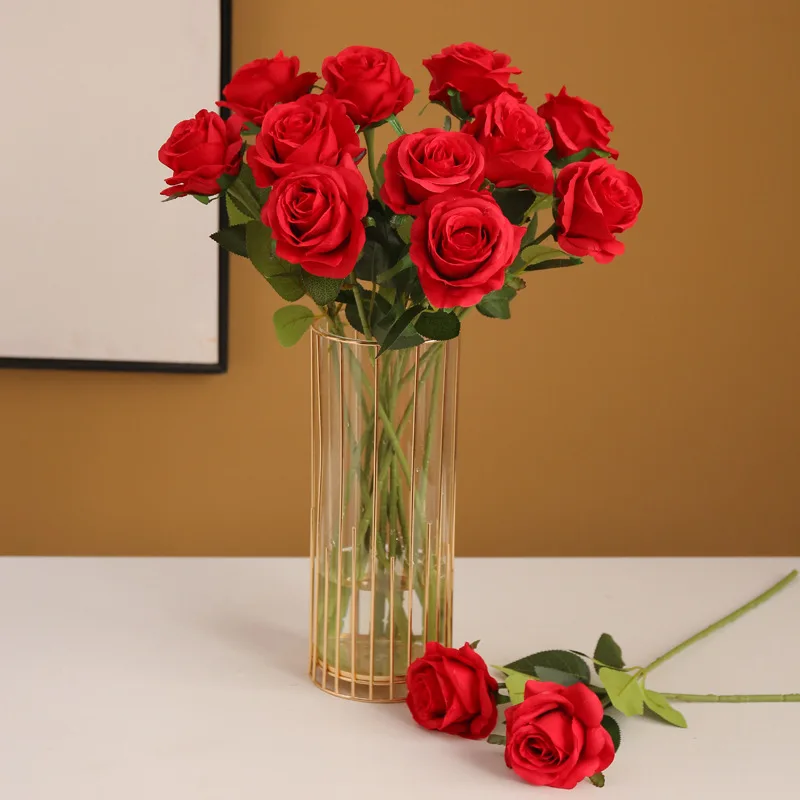 

11pcs/lot Artificial Silk Roses Branch DIY Wedding Photography Bouquet Home Living Room Dining Table Fake Rose Flower Decoration