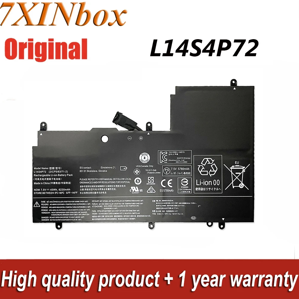 

7XINbox 7.5V 45Wh 6230mAh L14S4P72 L14M4P72 Original Laptop Battery For Lenovo Yoga3 14 14-IFI 14-ISE Yoga 700 700 14ISK Series