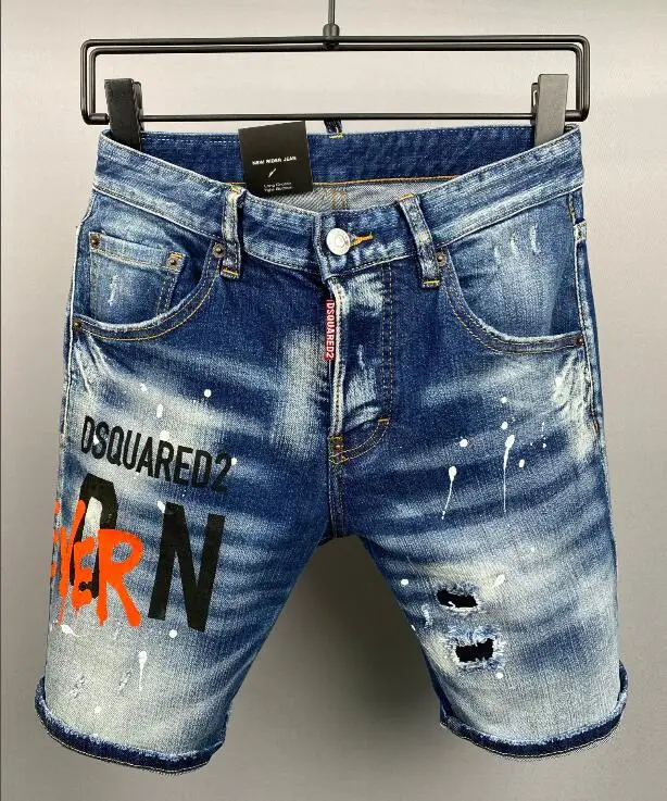 

Новинка 2022, летние мужские короткие джинсовые шорты Dsquared2, модные повседневные облегающие джинсовые шорты высокого качества, одежда 9828-1