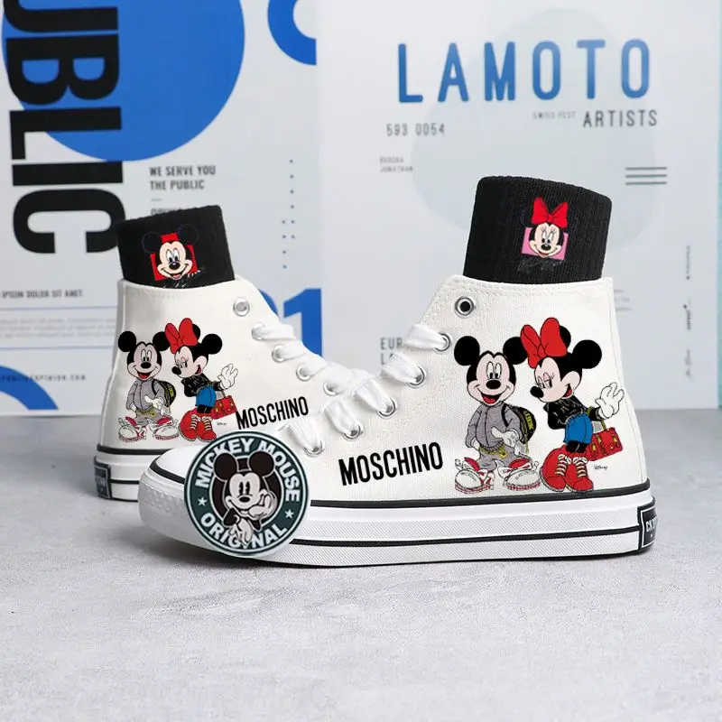 Disney Autumn 2022 new Joint Name Mickey Minnie Canvas Shoes Hand-painted Board Shoes For Boys And Girls Korean Version