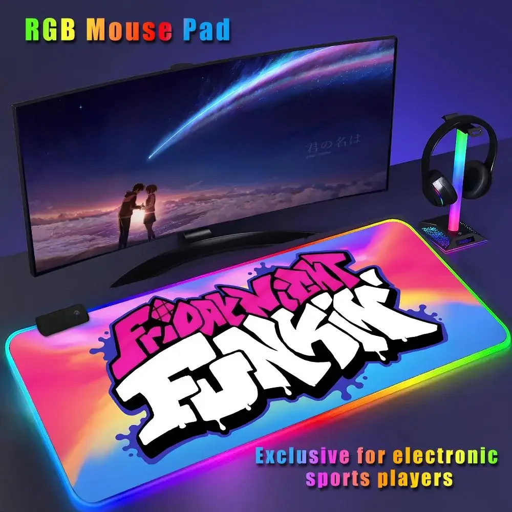 Rap Friday Night FunkinES game Mouse Pad CS-GO anime character luminous super large RGB office competitive keyboard pad