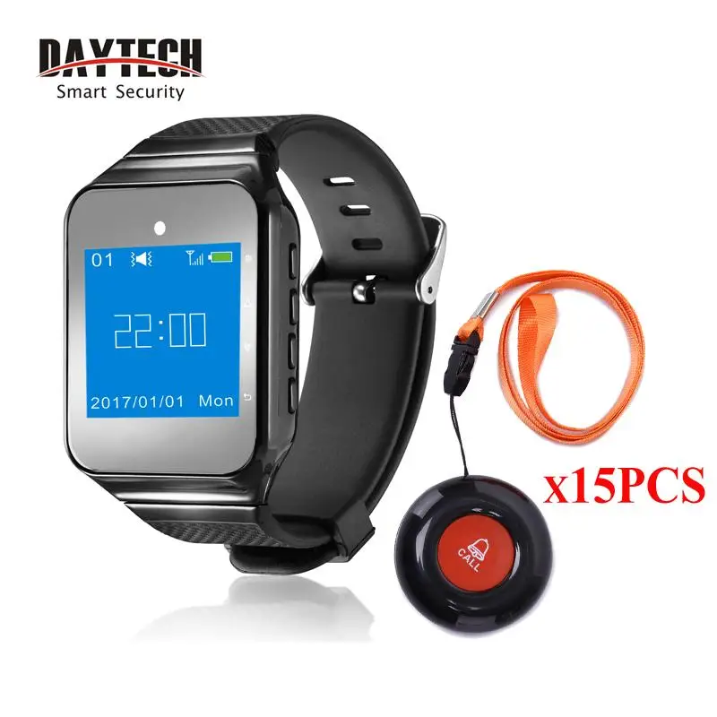 

Daytech SW05 DAYTECH Wireless 300M Long Range Distance Mini Guest Call Button Wrist Watch Pager for Restaurant Coffee Bar Club