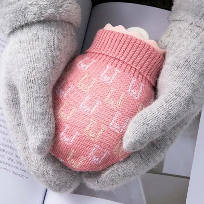 

313ml Hot Water Bottle Winter Warm Water Bag for Female Warm Belly Hand Feet Warmer Winter Silicone Hot Water Bag with Cover