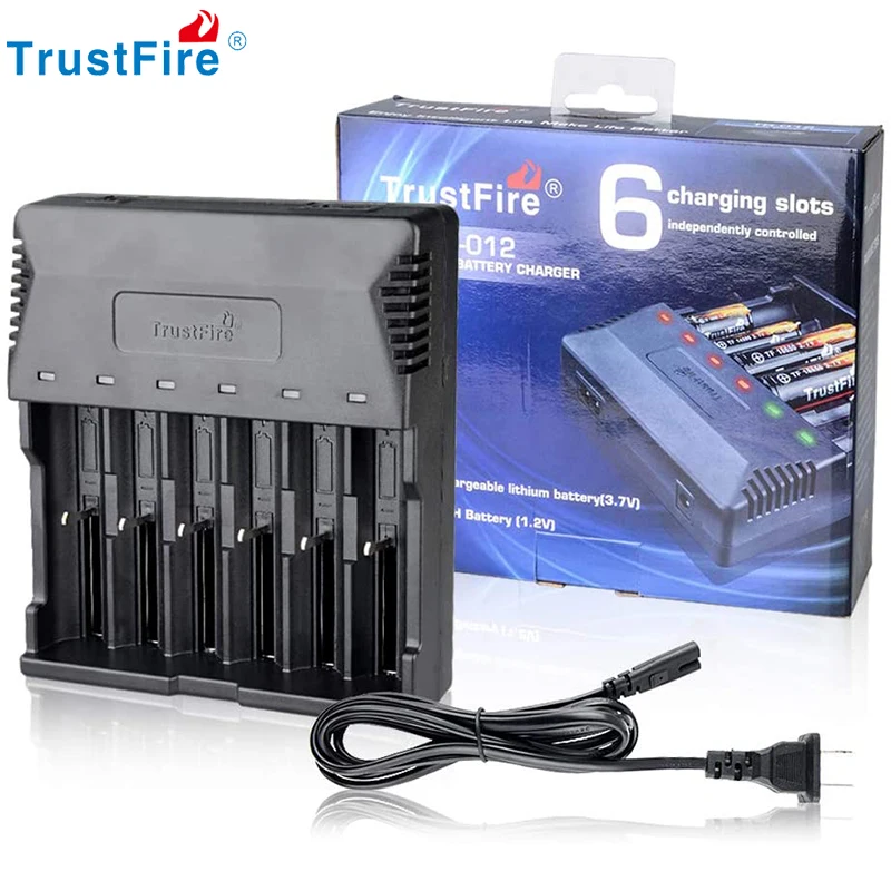 

TrustFire 18650 Battery Charger Universal Intelligent 6 Slot Fast Charger for Li-ion 3.7V 10440 14500 16340 Ni MH AAA Batteries