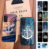 stripes anchor boat ship wheel phone case for huawei honor 10 i 8x c 5a 20 9 10 30 lite pro voew 10 20 v30