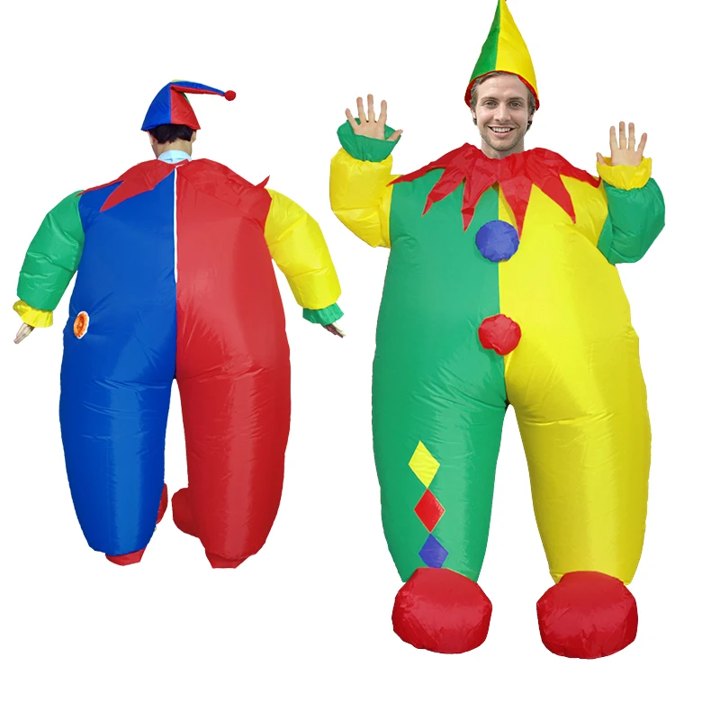 

Red Green Yellow Clown Inflatable Garment Halloween Carnival Cosplay Weird Clothes Costume