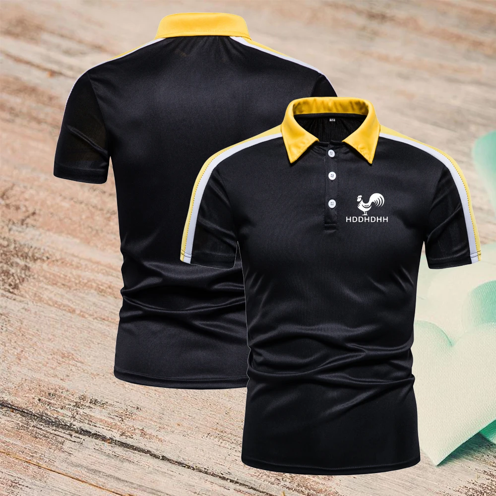 

HDDHDHH Brand Print Men's Polo Shirts Short Sleeves New Clothing Summer Colorblock Lapel T-Shirts Casual Fashion Tops