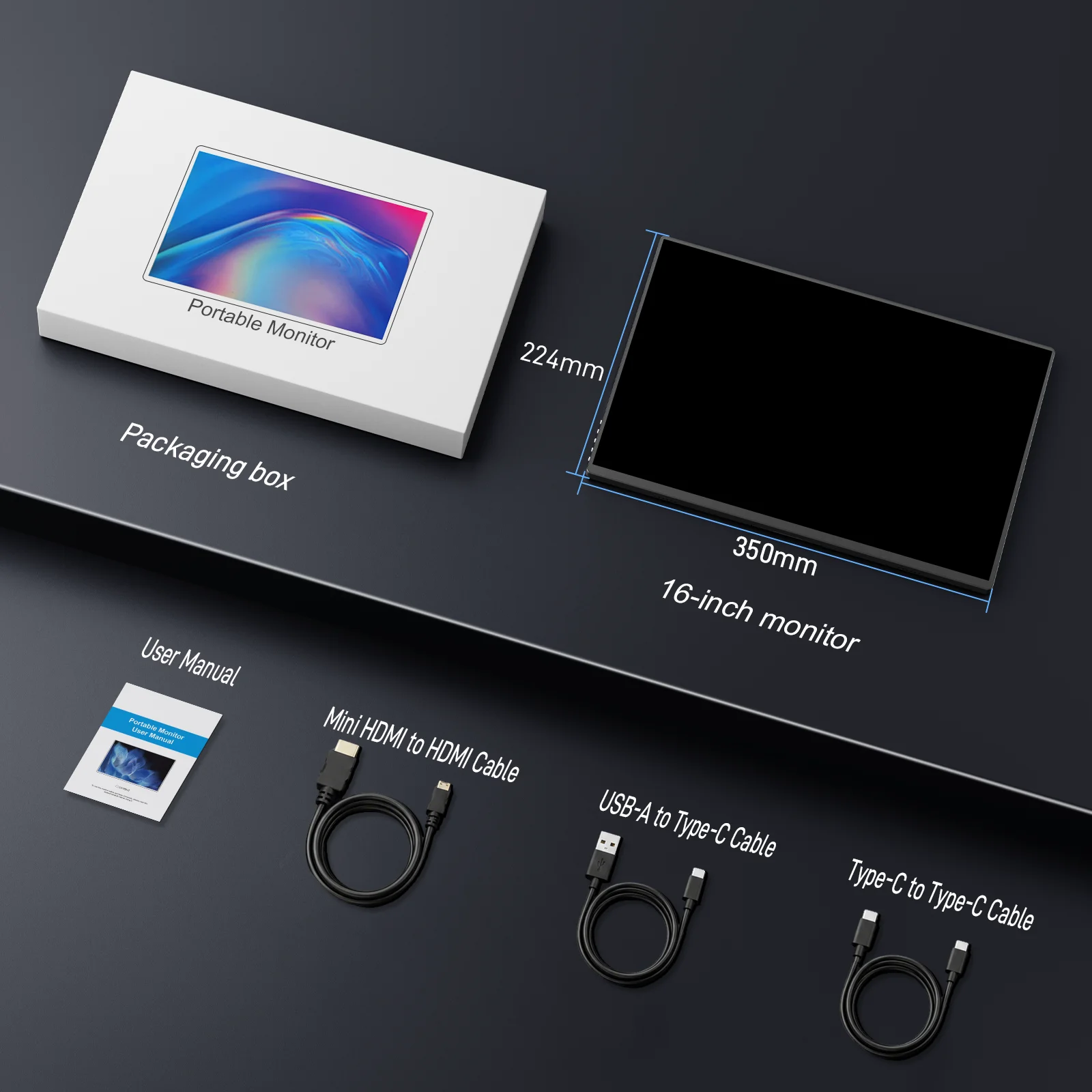 16-дюймовый портативный OLED-монитор 2K 120 Гц, 2048×1280, 100% DCI-P3, с креплением VESA, для ноутбуков, PS5, Switch, Xbox, игрового дизайна и офиса (art.: 3920dbee89a76) - 3920dbee89a76