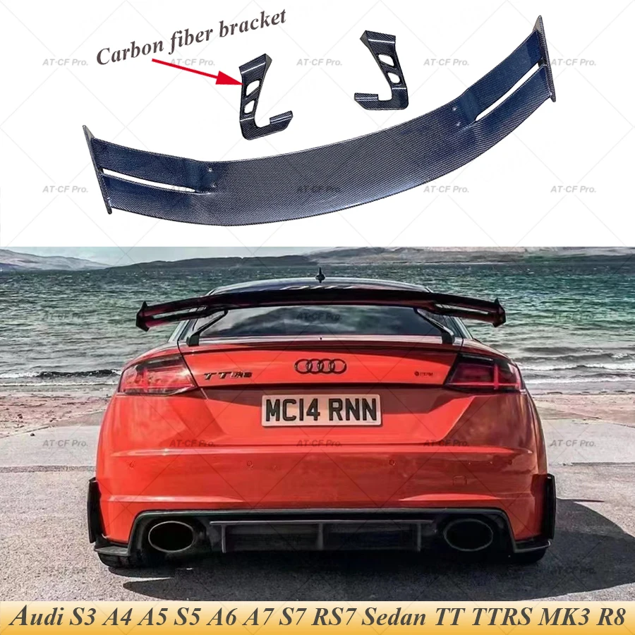 

Universal Carbon Fiber Rear Trunk Spoiler Lip Wing for Audi S3 A4 A5 S5 A6 A7 S7 RS7 Sedan TT TTRS MK3 R8 2 Door Black FRP