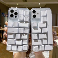 funny 3d keyboard transparent phone case for iphone 13 12 pro max 11 6 7 8 plus mini xr x xs korea popular epoxy silicone cover