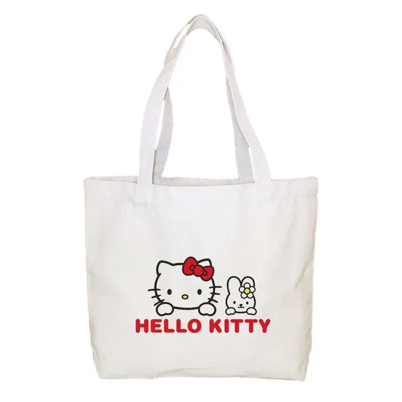 

Kawaii sanrioed HELLO KITTY canvas bag shoulder handbag new large-capacity student cartoon fashion sanrio bag for girls women
