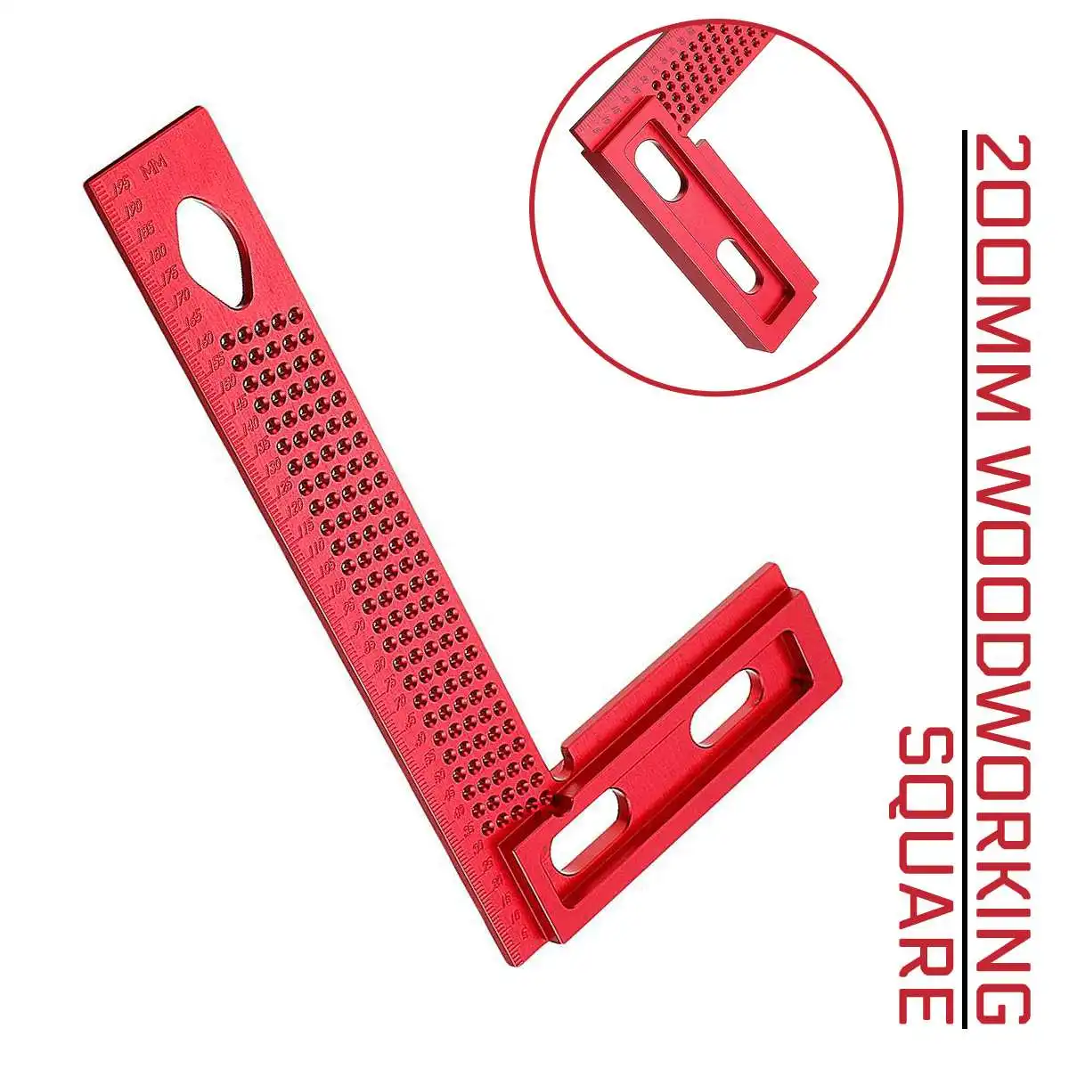 

L Type 160/200mm Aluminum Alloy Woodworking Square Line Ruler Hole Positioning Metric Measuring Ruler Carpenter Scriber Tool