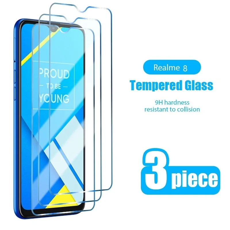 Защитное стекло, закаленное стекло для Realme 8i 8 7 6 Q3 Pro, 3 шт.