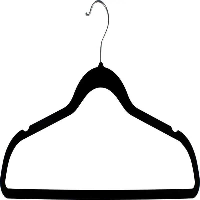 

Нескользящая тонкая вешалка для одежды с черным резиновым покрытием, прочная и гибкая тонкая компактная вешалка для одежды со стальным поворотным крючком