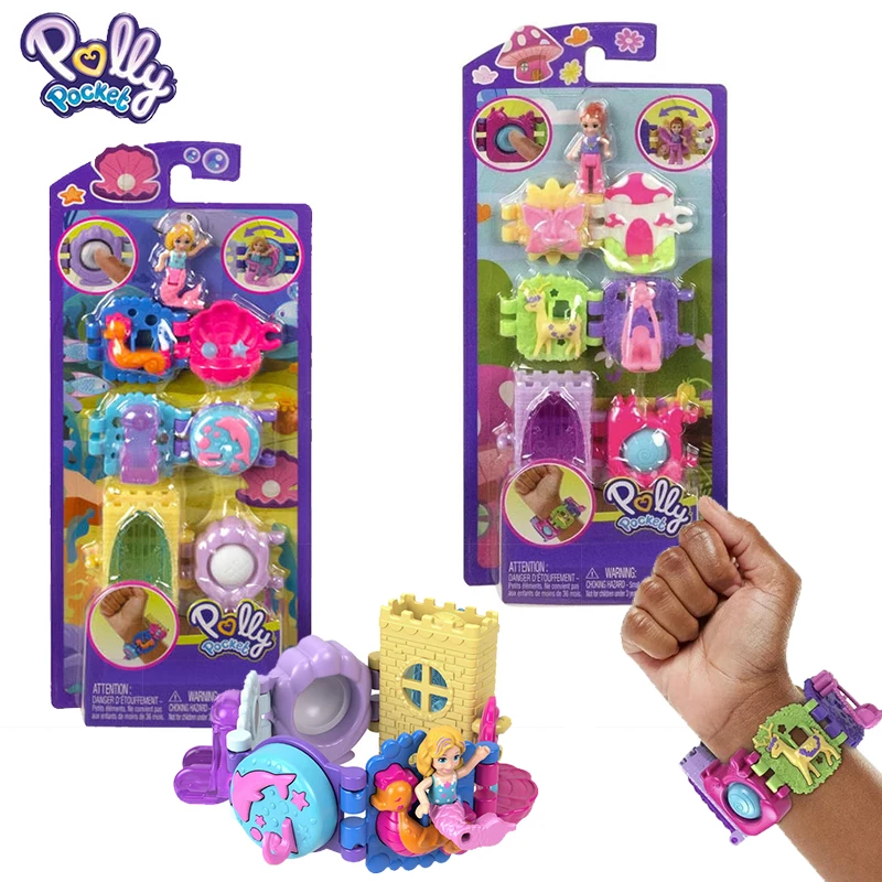 

Оригинальный Карманный браслет Mattel Polly, сокровища, морские животные, мини-сцены, модные веселые игрушки для девочек, детский браслет на запястье