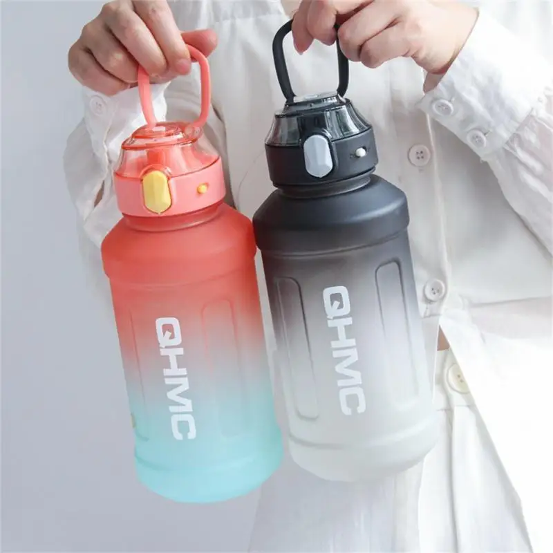 

1300ml Sports Water Bottle With Straw Drinking Bottle Fitness Jug Gradient Color Frosted Water Cup Outdoor Travel Bicycle Bottle