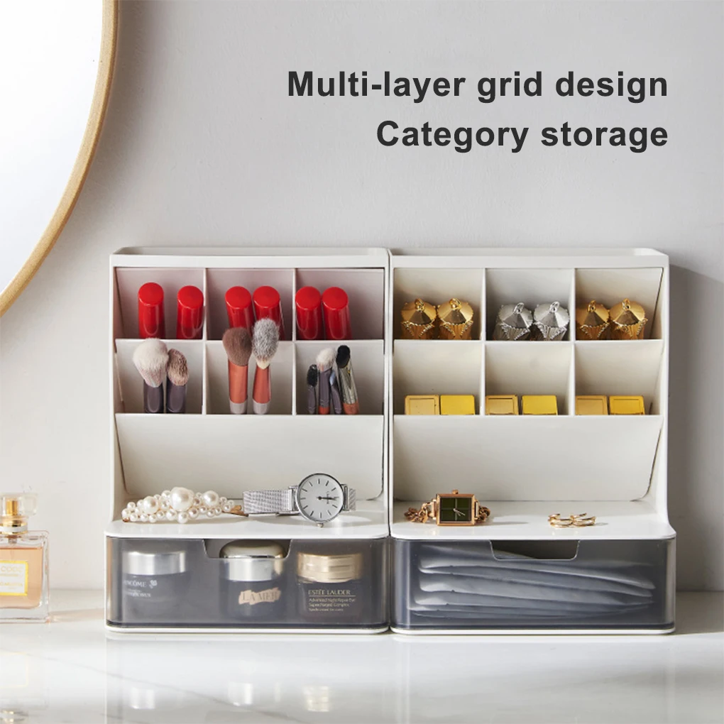 

Ящик для хранения, настольный органайзер, пыленепроницаемый высокопрочный канцелярский Портативный Косметический Настольный стеллаж для хранения