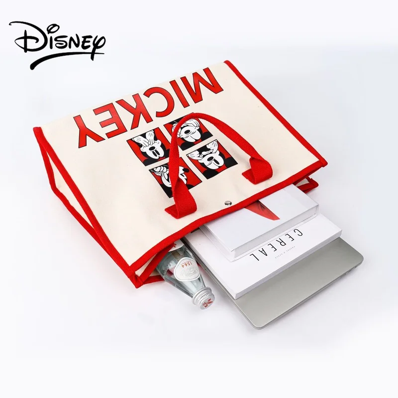 Disney strawberry bear new canvas tote bag women's large capacity cartoon versatile Mickey hand armpit shoulder bag