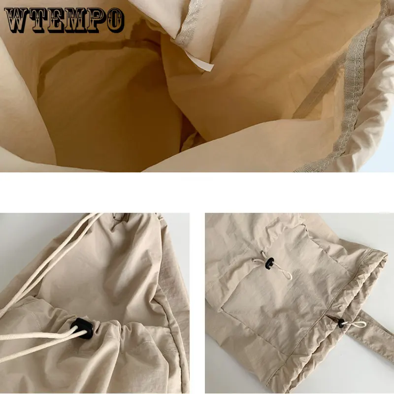 Casual Ruched Drawstring Shoulder Bags for Women Large Capacity Portable Outdoor Messenger Bag Sports Fitness Handbag Simple