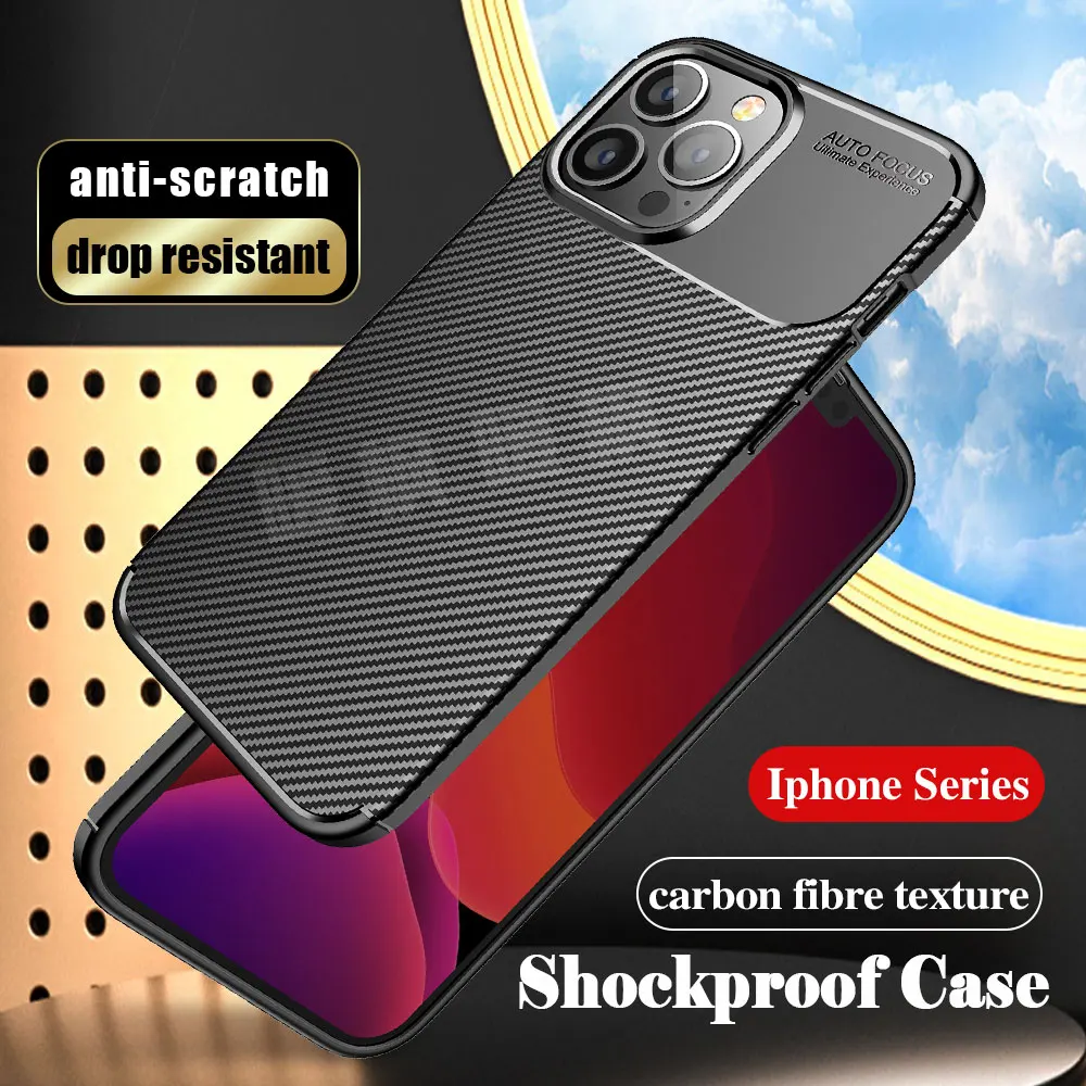 

phone bag case for iPhone SE 2022 X XR XS 13 pro Max mini carbon fiber case luxury funda iPhone 12 11 7 8 plus shockproof coque