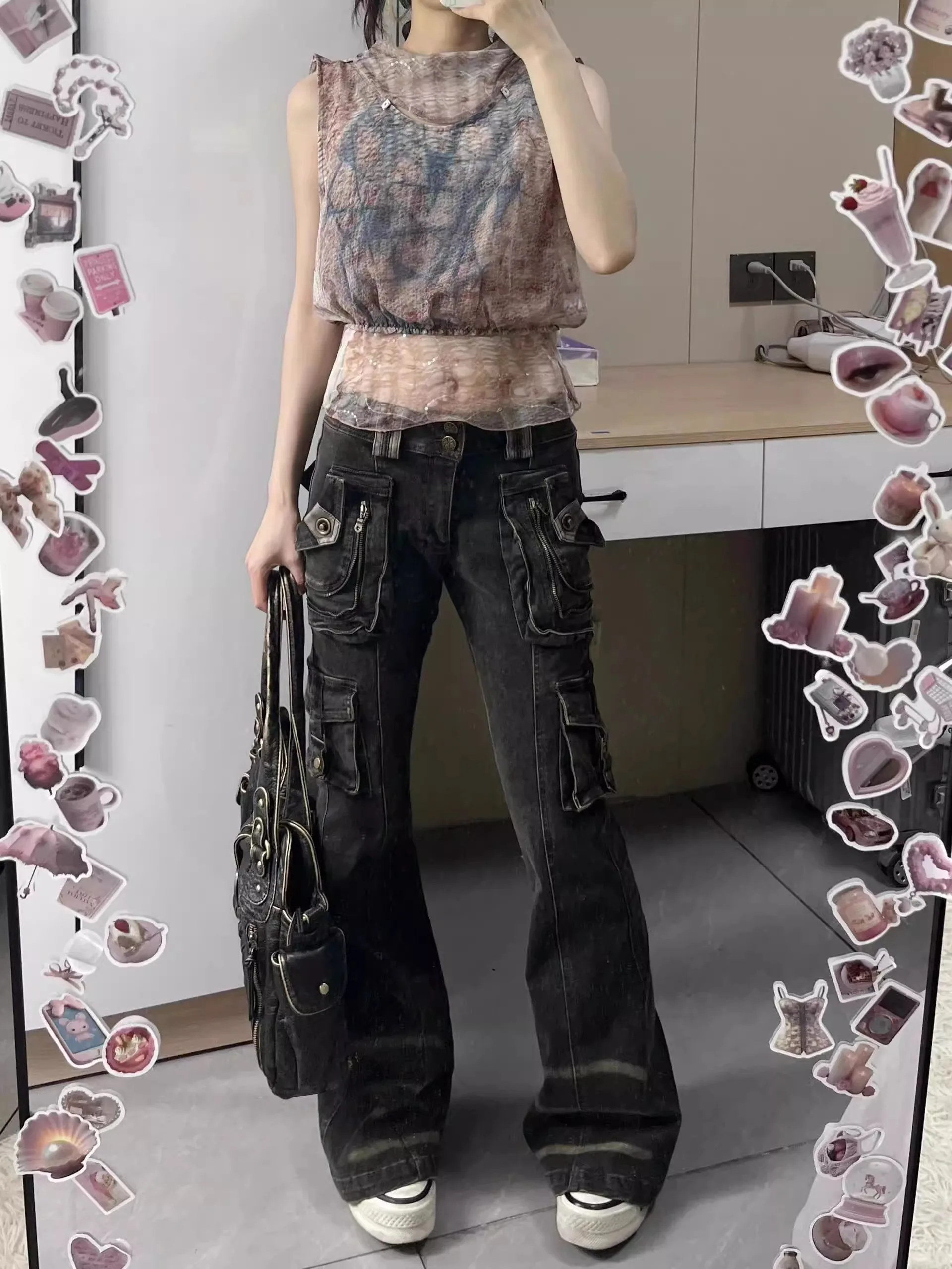 Женские рваные джинсы PUNK STYLE GIRL