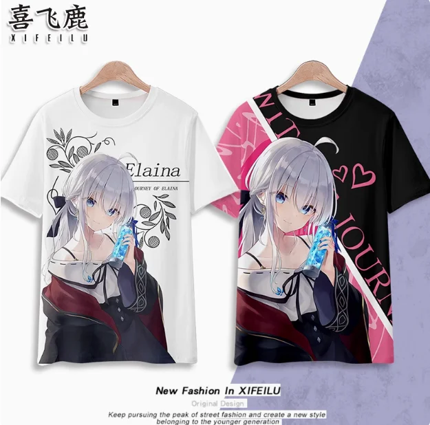 Летняя футболка с коротким рукавом из аниме блуждающая ведьма: The Journey of Elaina